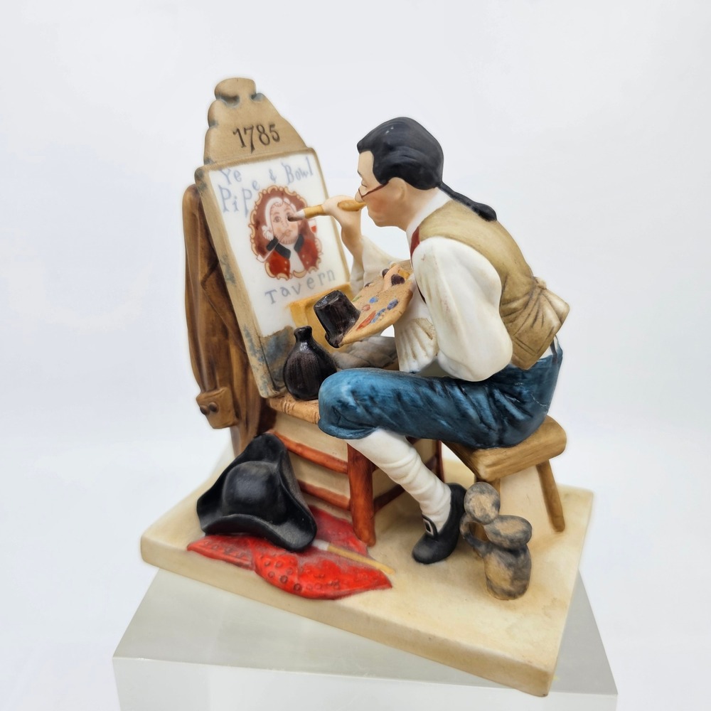 Gorham Norman Rockwell Old Sign Painter Figurine Bone China Limited Edition 1986